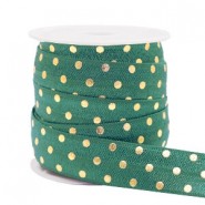 Elastic ribbon 15mm dots Petrol green